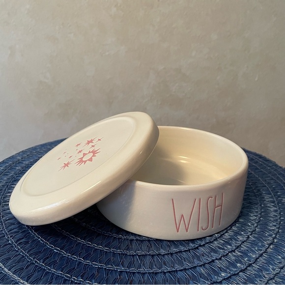 Rae Dunn WISH White Round Ceramic Container with Star Designs on Lid BRAND NEW!! - Picture 4 of 6